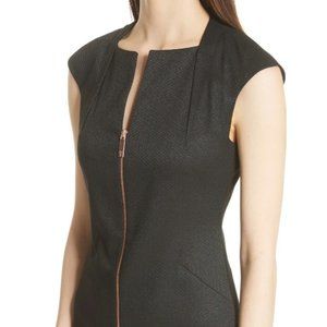 Ted Baker Zip Front A-Line Dress, black, size 2